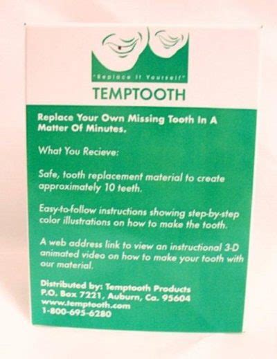 Find helpful customer reviews and review ratings for Temptooth #1 Seller Trusted Patented Temporary Tooth Replacement Product at Amazon.com. Read honest and unbiased product ... (such as a pick, tweezers, a dental mini mirror), detailed instructions, and the reputation for safety that comes with be a prominent brand (something not necessarily ...