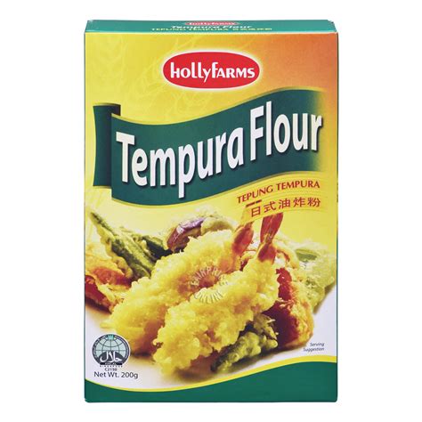 Tempura flour. Wheat flour 88%, Tapioca starch 4%, Modified starch 3%, Baking powder 3%, Sodium bicarbonate, Sodium acid Pyrophosphate, Others 2%. Directions. Mix 150g pack with 210cc of water. Pour cold water into Gogi flour and mix well together. Put vegetable or meat into batter and fry in oil until crispy golden brown. To report an issue with this product ... 