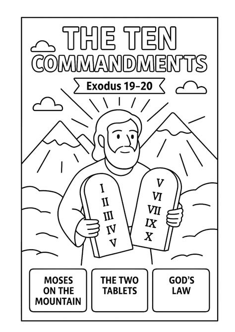 Ten Commandments Coloring Shee