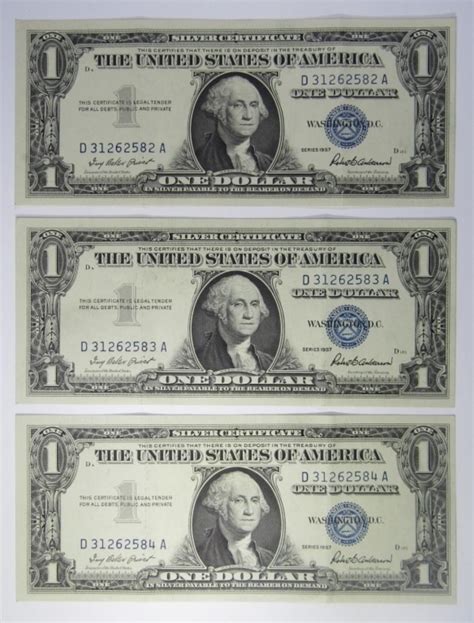 Ten Consec. 1957 Silver Certificates (#1068) In "Texas Scratch …