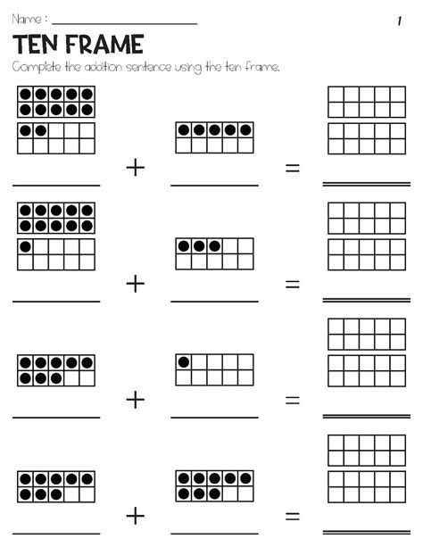Ten Frame Addition Addition Using Ten Frame Finding Sum Etsy