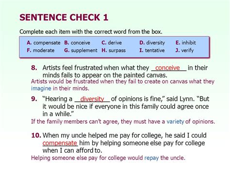 Ten Words In Context Chapter 1 Sentence Check