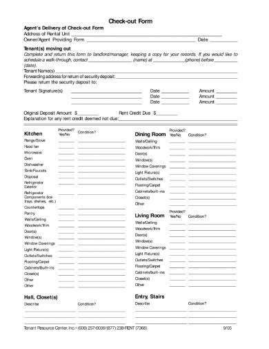Tenant Checkout Form Template