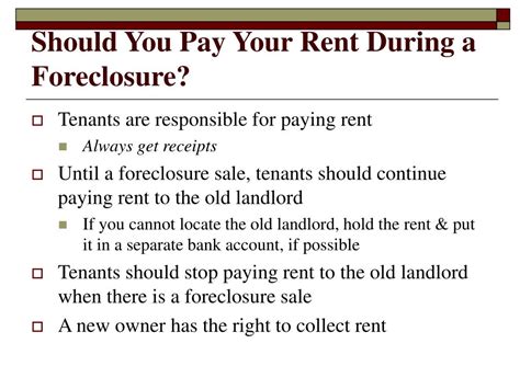 Tenant rights when landlord is in foreclosure