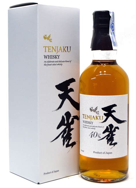 Tenjaku whiskey. Описание. Японското уиски Tenjaku се състои от дестилирано уиски, отлежало изцяло в Япония. Зърната, използвани при производството му, са царевицата и ечемикът, а уискито е отлежало от 3- 5 години в използвани бъчви от ... 