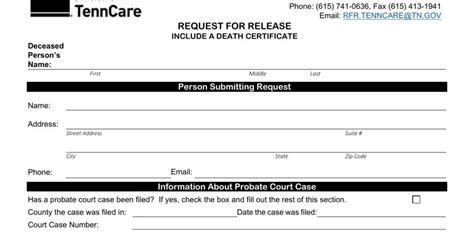 Tenncare Request For Release PDF Form FormsPal