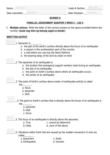Tennessee 8th Grade Science Work Answers