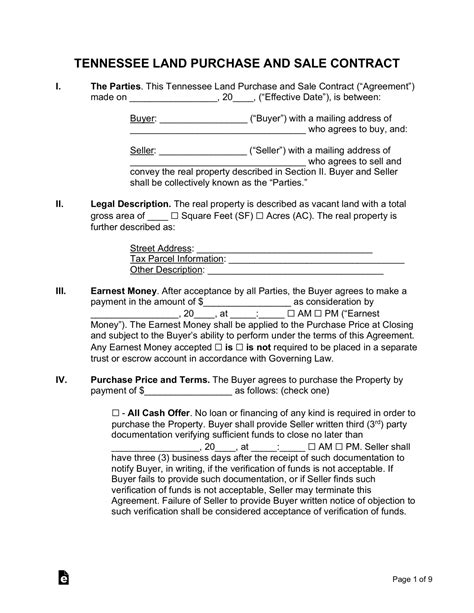 Tennessee Agreement Template eForms