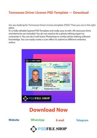 Tennessee Driver License PSD Template Download by Issuu