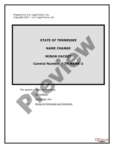 Tennessee Name Change Instructions and Forms Package for a Minor Name