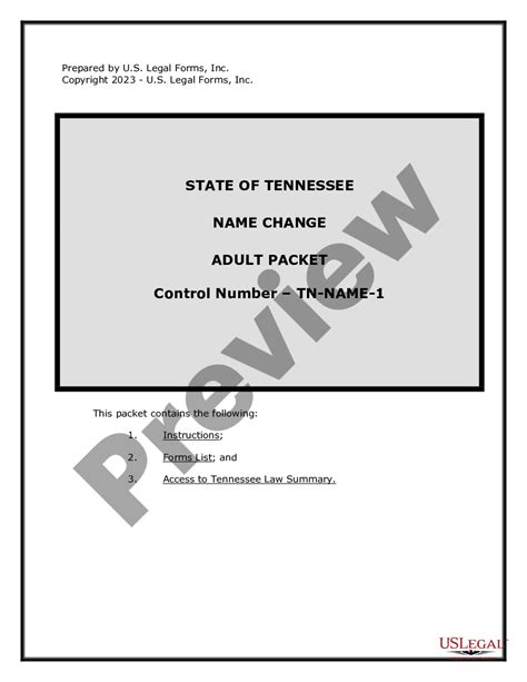 Tennessee Name Change Instructions and Forms Package for an Adult Tn