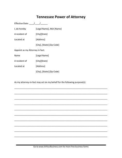 Tennessee Power of Attorney Form Fill Out and Sign Printable PDF