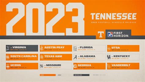 Tennessee football schedule 2027. (11) Tennessee @ Florida: SEC: L: 16: 29: 2: 1: L 1: 4: Sep 23, 2023: 4:00 PM: Sat (23) Tennessee: UTSA: American: W: 45: 14: 3: 1: W 1: 5: Sep 30, 2023: 7:30 … 