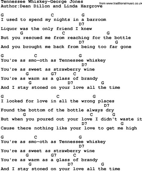 Tennessee whiskey chords and lyrics. Things To Know About Tennessee whiskey chords and lyrics. 
