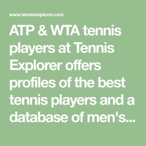 Tennis Explorer: ATP & WTA Tennis Players