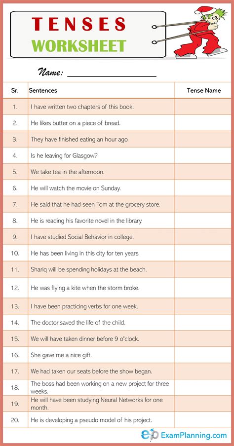 Tenses Class 5 Worksheets - Lesson Worksheets