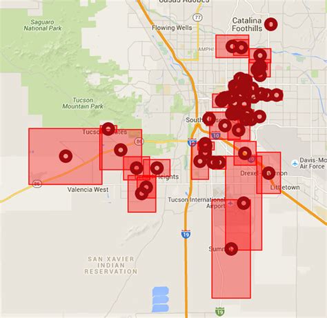 TUCSON (KVOA) — Tucson Electric Power is reporting a power outage on Tucson's southwest side. The power outage stretches from Tucson Estates all the way to the area near the San Xavier Mission.. 