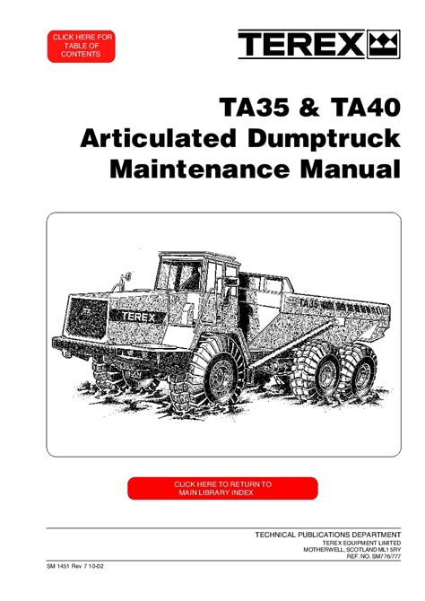 Terex ta35 and ta40 dumptruck service and repair manual. - El gran libro de muestrario de puntos.