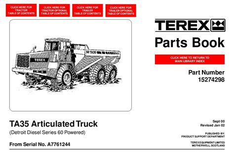 Terex ta35 articulated truck parts catalog manual. - Telikin 18 quick start guide and users manual.
