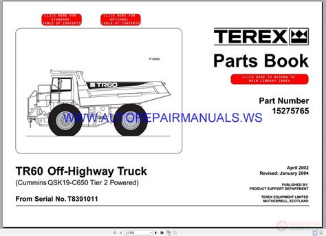 Terex tr60 off highway truck parts catalog manual. - Ordini cavallereschi e decorazioni in italia.