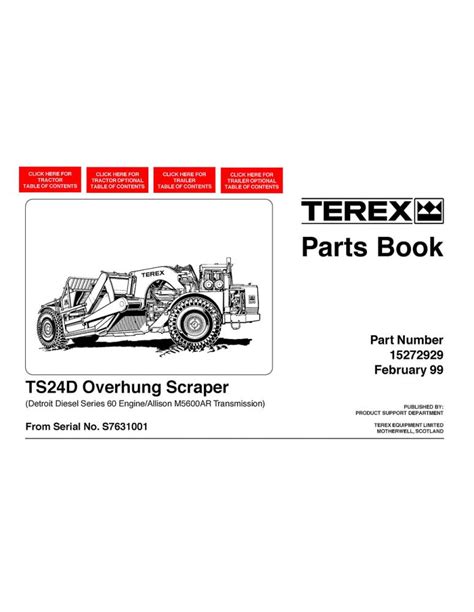 Terex ts24d overhung scraper parts catalog manual. - Durabrand dwt1304 color television supplement repair manual.