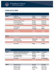 Term Dates - St Stephens