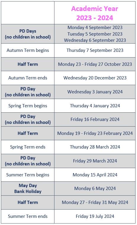 Term Dates Sprites Primary Academy - spritesacademy.org