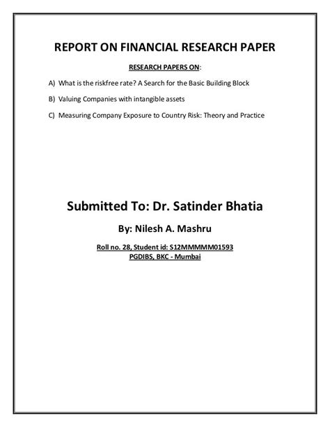 Term Projects Finance Papers