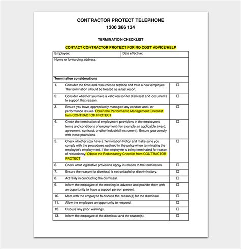 Termination Checklist Template 15+ Free For Word DOC, PDF