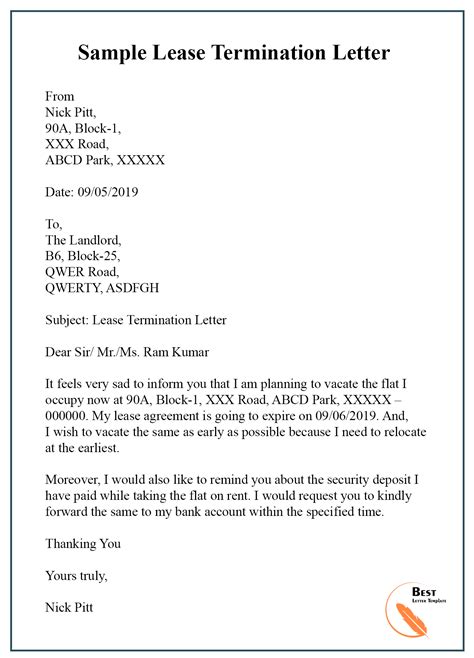 Termination of Lease Letter LegalZoom