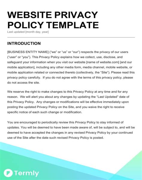 Termly Privacy Policy Template