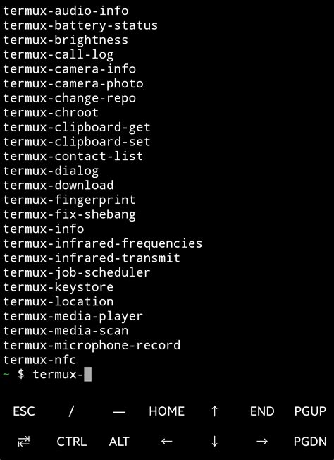 Termux commands list for android.  If so, uninstall all of them: Termux, Termux:API, Termux:S...