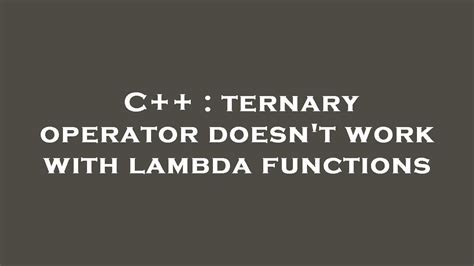 Ternary operator doesn