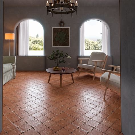 Terracotta floor tile. Aragon Terracotta Red Round Edge Quarry 150x150 Floor Tiles. 150x150x12mm. (7) £1.69 / tile. Was £1.99 /tile | Save 15%. 