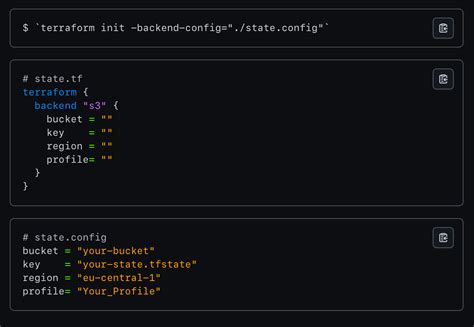 Terraform backend block. tf), define an empty cloud block.  4 days ago · Learn how to us...