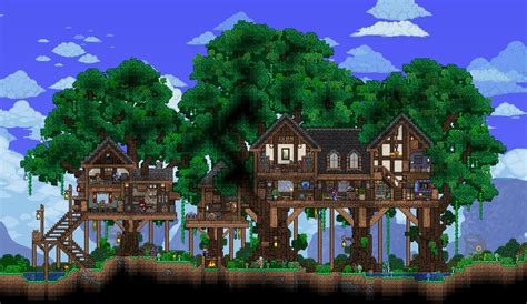 Terraria forest house. Overblown by the support on the last building focused video, I was super excited to do more and put together a sketch for a Forest Pylon build, composed of t... 
