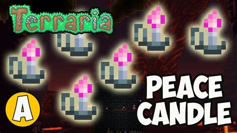 Terraria peace candle. The Platinum Bar is an early-game metal bar, used mainly to create the Platinum tier of equipment. Its alternate ore version is the Gold Bar. It can also be placed on the ground, like furniture. Desktop 1.4.4: Stack limit increased from 999 to 9999. Desktop 1.4.1: Now used to craft the Flinx Fur Coat and Flinx Staff. Desktop 1.4.0.1: Stack limit increased from 99 to 999. Desktop 1.3.0.1 ... 