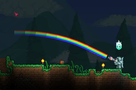 Terraria rainbow gun. The Clockwork Assault Rifle is a Hardmode gun that fires in three-round bursts. It has a 12.5*1/8 (12.5%) / 25*1/4 (25%) chance to be dropped by the Wall of Flesh. Only the first shot out of the three will consume ammunition. The ⚒ Use / Attack button can be held for repeated fire. Its best modifier is Demonic, as it does not have any knockback and thus … 
