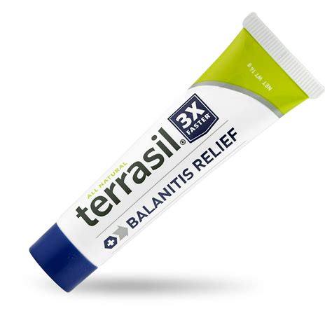 Get the results you need with Terrasil Balanitis Relief. It's a specially formulated, all-natural ointment for relieving the symptoms and quickly calms irritation on the affected area. This balanitis relief ointment eliminates discomfort and redness. Inside are several homeopathic ingredients that are backed by 15 years of research.. 