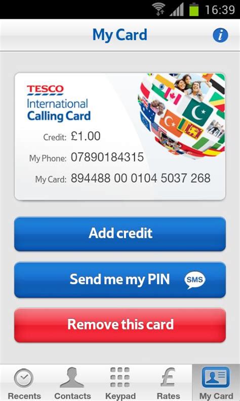 Tesco International Calling Card App