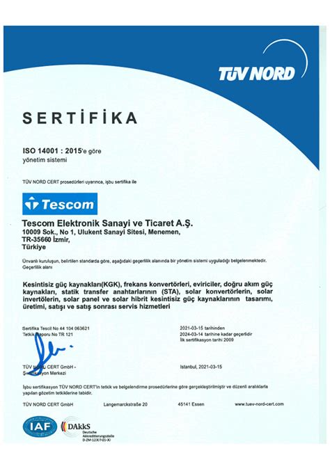 Tescom Ups Kalite Belgeleri. 