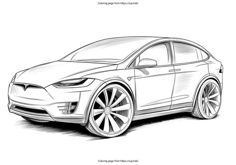 Tesla Model X Coloring Page