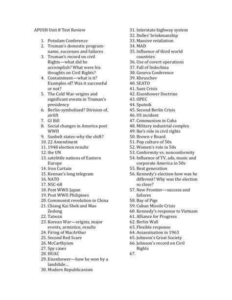 Test 8 Apush Unit Answers