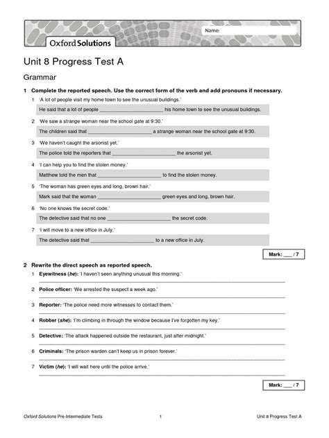 Test 8 Progress Solutions Unit