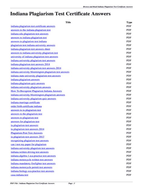 Test For Plagiarism Answers