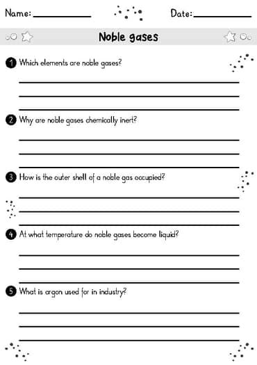 Test Questions About Noble Gases