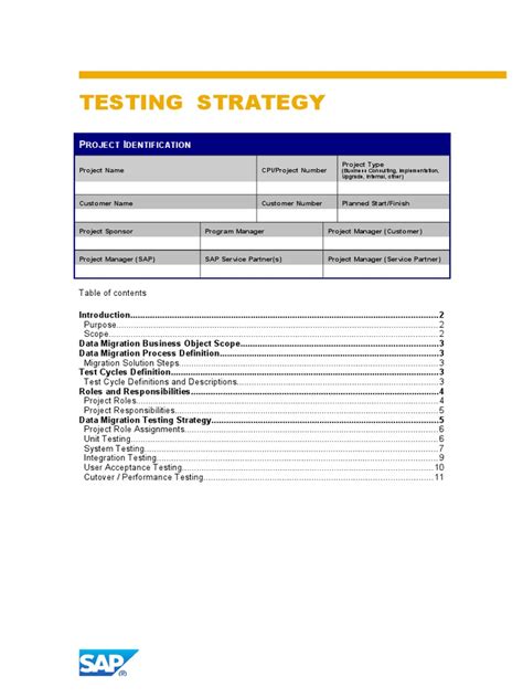 Test Strategy Template Usability Information Technology Free 30