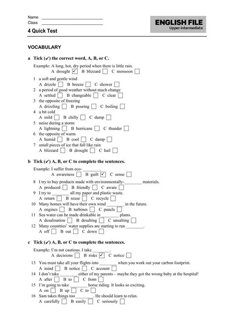 Test Unit 4 English File Upper Intermediate