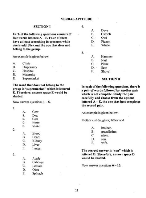 Test Verbal Aptitude Answers Questions