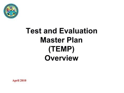 Test and evaluation master plan A Clear and Concise Reference